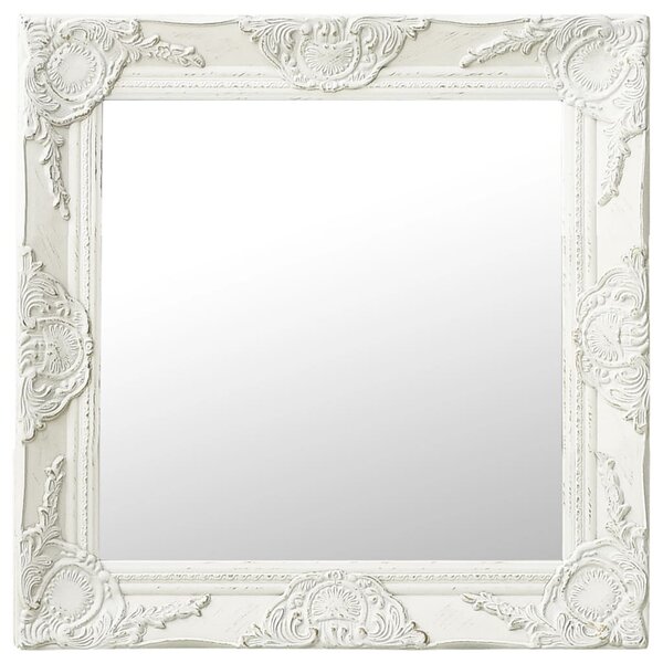 Specchio da Parete Stile Barocco 50x50 cm Bianco