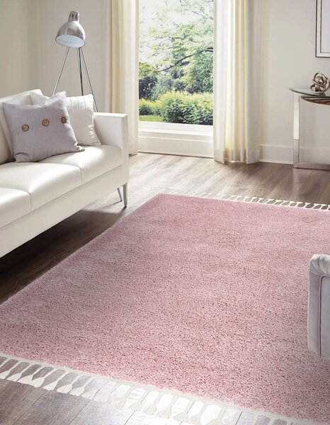 Tappeto BERBER quadrato 9000 rosa Frange berbero marocchino shaggy