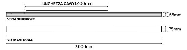 Lampada Lineare LED da Soffitto 65W 200cm Nera, PHILIPS driver CCT Colore Bianco Variabile CCT