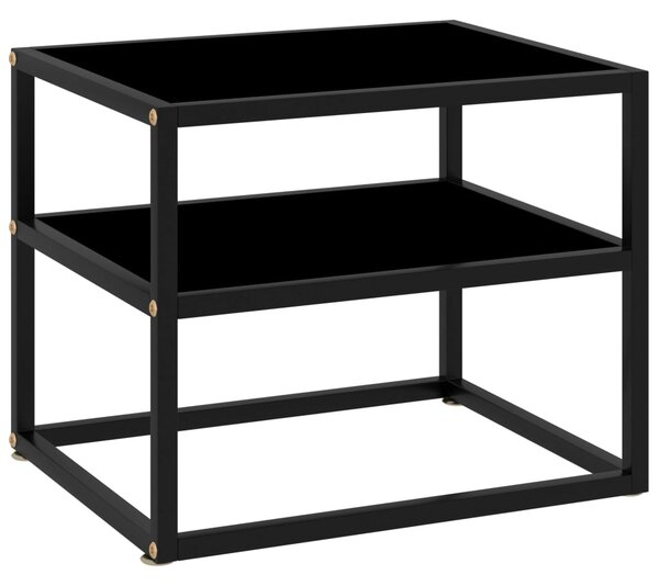 322852 Console Table Black 50x40x40 cm Tempered Glass
