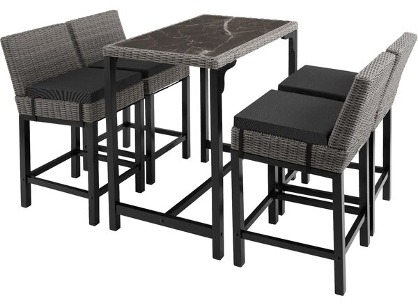 Outsunny Set 5 Pezzi Tavolino con 4 Sedie da Giardino Alte in Rattan  Sintetico con Secchiello per Ghiaccio, Marrone e e Acciaio