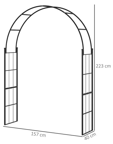 Outsunny Archetto da Giardino per Piante Rampicanti e Decorazioni, Metallo Nero, 153x40x210cm|Aosom