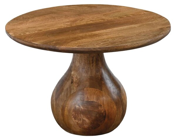 Tavolino da caffè WOHNLING in legno massello di mango, 60 cm di diametro, forma rotonda, design per soggiorno, tavolino da divano, legno a forma di goccia, tavolino ausiliario, tavolino a forma di lacrima, in legno massello, realizzato a mano