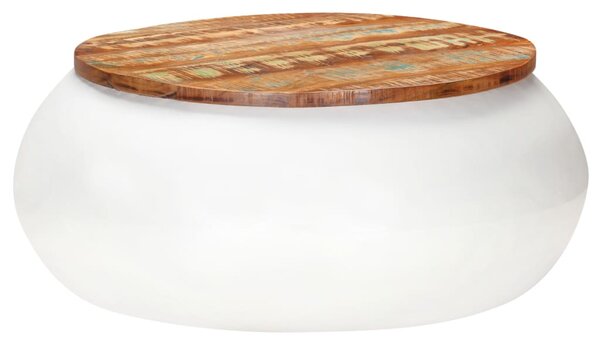 Tavolino da Caffè Bianco 68x68x30 cm in Legno di Recupero