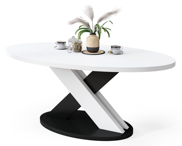 Tavolino da salotto ovale LOXA Bianco / Nero - TAVOLINO DA SALOTTO 120x65 cm
