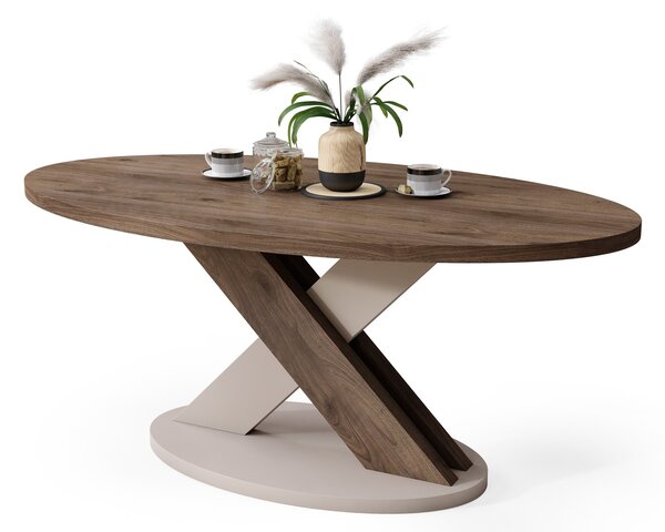 Tavolino da salotto ovale LOXA Noce Elegant / Beige Tortora - TAVOLINO DA SALOTTO 120x65 cm
