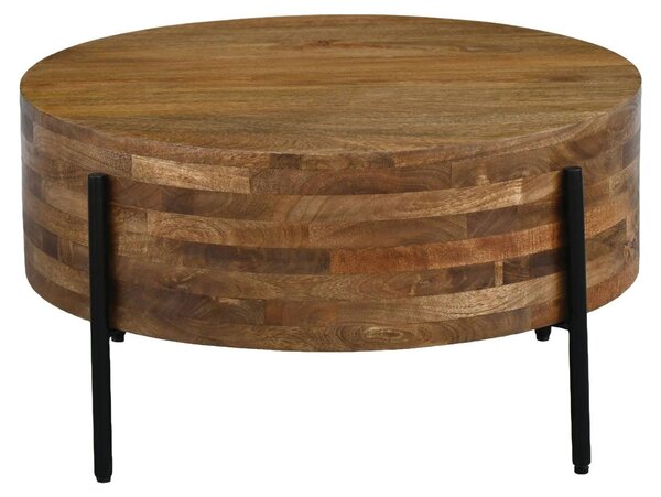 Tavolino da salotto WOHNLING, 70 cm, in legno massello di mango. Tavolino rotondo, design moderno, ideale per il soggiorno. Tavolino in legno, tavolino da divano, tavolino ausiliario, realizzato a mano