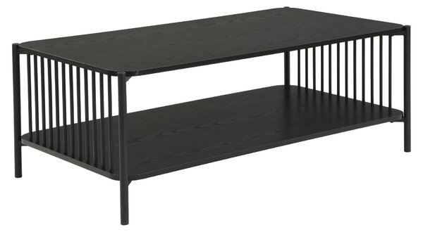 Tavolino WOHNLING, 110x60 cm, effetto legno di quercia, rettangolare, nero. Tavolino da divano, struttura in metallo, ideale per il soggiorno, con spazio per riporre oggetti, perfetto come tavolino da caffè o tavolino di servizio