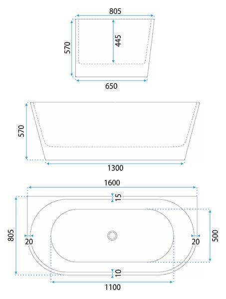 Vasca Bagno A Parete Rea Eris 160cm