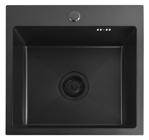 Lavello in acciaio con set di accessori 3 pz. REA Leo 40 Black