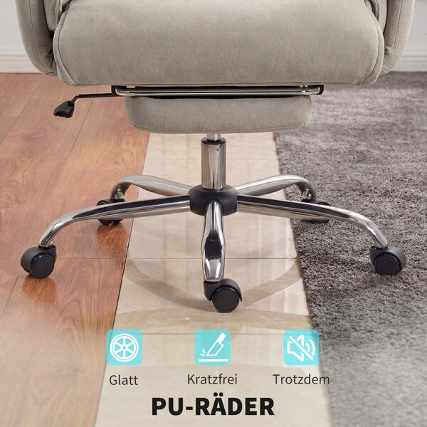 HOMCOM Sedia da ufficio reclinabile con poggiapiedi, 75x77x110-118 cm, grigio | Aosom Italy