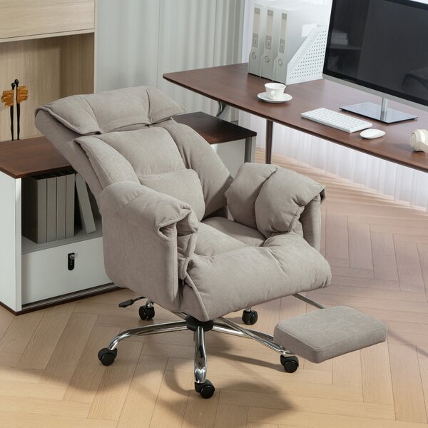 HOMCOM Sedia da ufficio reclinabile con poggiapiedi, 75x77x110-118 cm, grigio | Aosom Italy