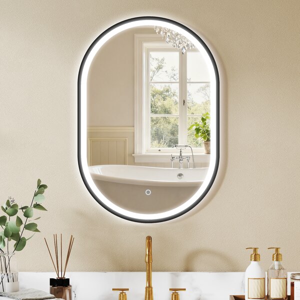 HOMCOM Specchio da bagno LED touch con 3 colori di luce, 50x70 cm | Aosom Italy