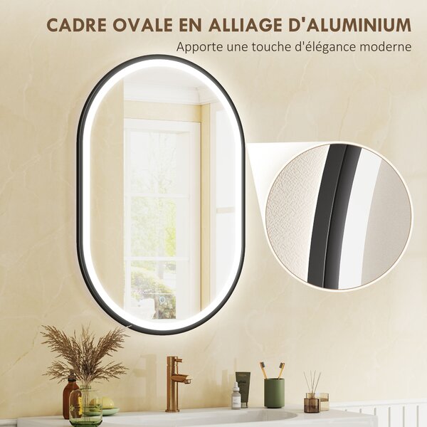 HOMCOM Specchio da bagno LED touch con 3 colori di luce, 50x70 cm | Aosom Italy