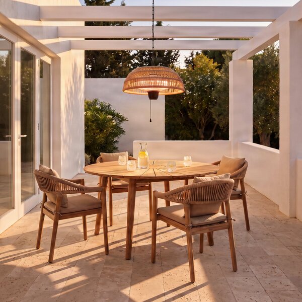 Riscaldatore radiante a sospensione Calenza, beige, Ø 50 cm, 1.500 W, alluminio Lucande, Calenza, Beige, Metallo, Moderno