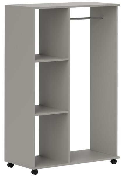 HOMCOM Armadio appendiabiti su 4 ruote con barra e ripiani, grigio | Aosom Italy