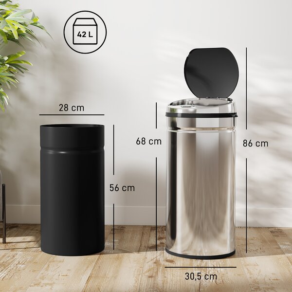 HOMCOM Pattumiera automatica con sensore e secchio da 42 L, nero e argento | Aosom Italy