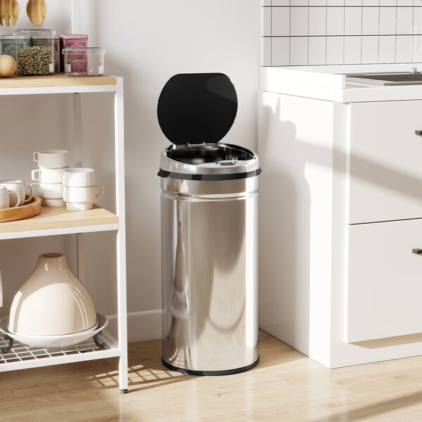 HOMCOM Pattumiera automatica con sensore e secchio da 42 L, nero e argento | Aosom Italy