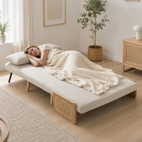 HOMCOM Divano letto 2 posti 3 in 1 in ciniglia con 2 cuscini, 103 cm, crema | Aosom Italy