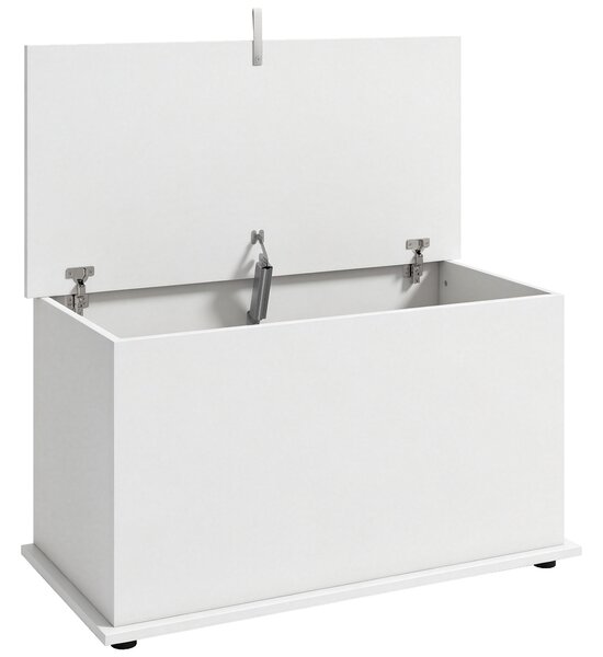 HOMCOM Cassapanca contenitore con coperchio di sicurezza, bianco | Aosom Italy