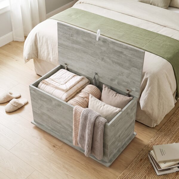 HOMCOM Cassapanca contenitore con cerniere di sicurezza, 80x40x45 cm, grigio | Aosom Italy