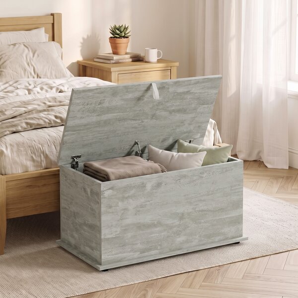 HOMCOM Cassapanca contenitore con cerniere di sicurezza, 80x40x45 cm, grigio | Aosom Italy