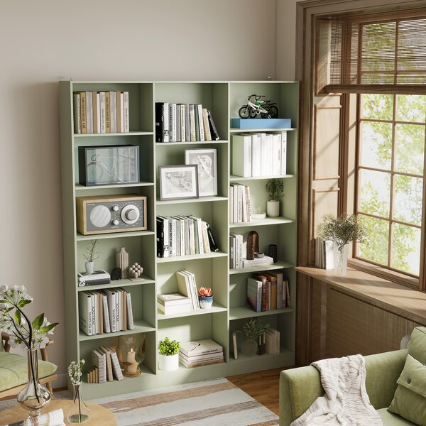 HOMCOM Libreria a 6 livelli con 17 scomparti, 149x23,6x188 cm, verde | Aosom Italy