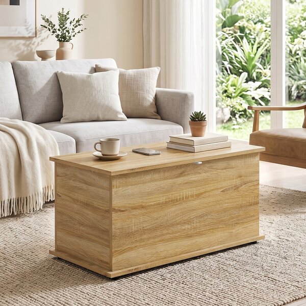 HOMCOM Cassapanca contenitore con coperchio e cerniere di sicurezza, 80x40x45 cm, legno | Aosom Italy