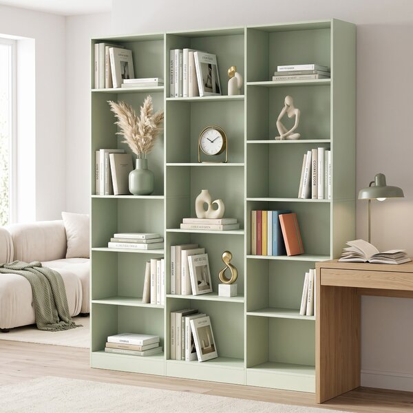 HOMCOM Libreria a 6 livelli con 17 scomparti, 149x23,6x188 cm, verde | Aosom Italy