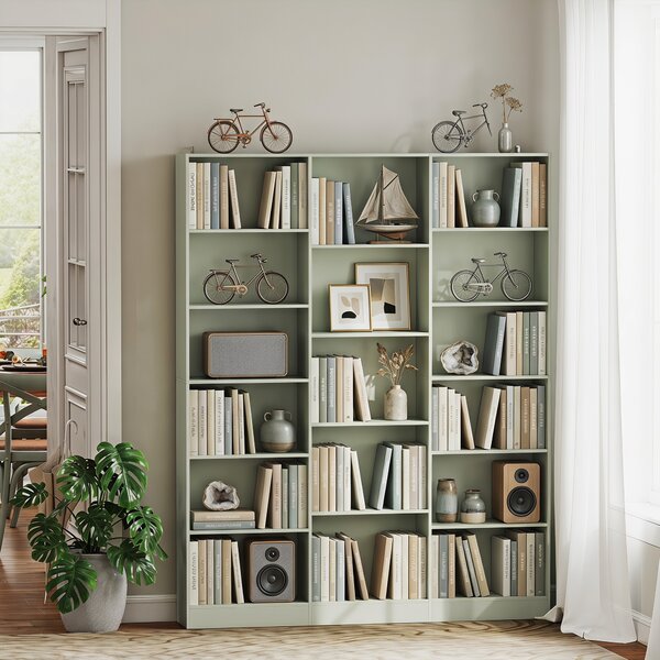 HOMCOM Libreria a 6 livelli con 17 scomparti, 149x23,6x188 cm, verde | Aosom Italy