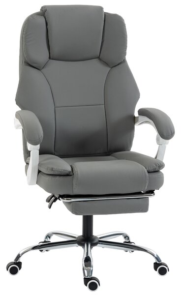 HOMCOM Sedia da ufficio ergonomica reclinabile in pelle sintetica, regolabile, grigio | Aosom Italy