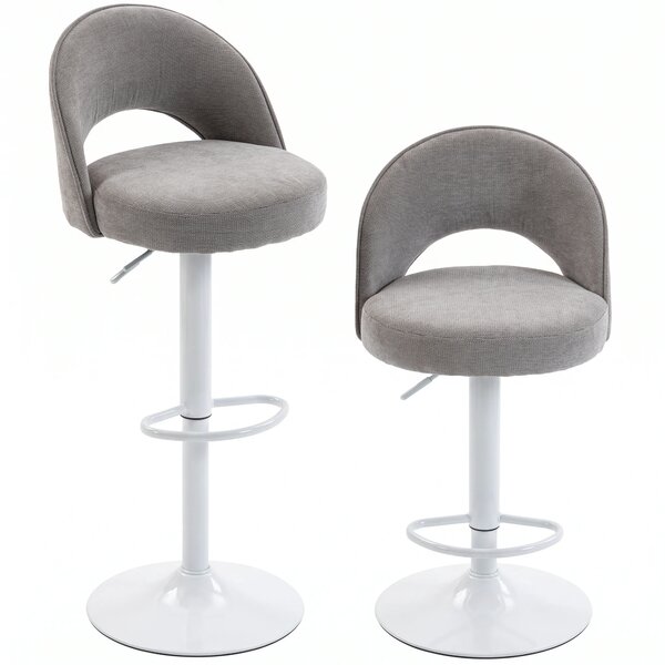 HOMCOM Set 2 sgabelli da bar in ciniglia, girevoli 360° e regolabili, grigio | Aosom Italy