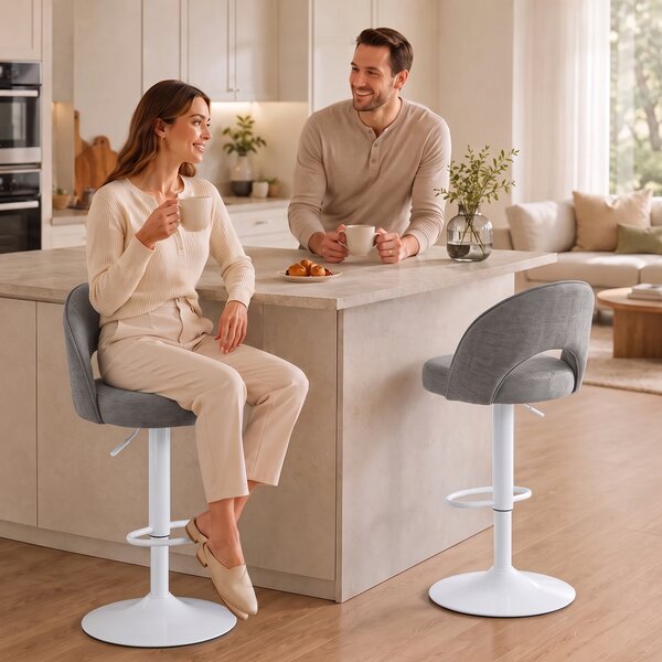 HOMCOM Set 2 sgabelli da bar in ciniglia, girevoli 360° e regolabili, grigio | Aosom Italy