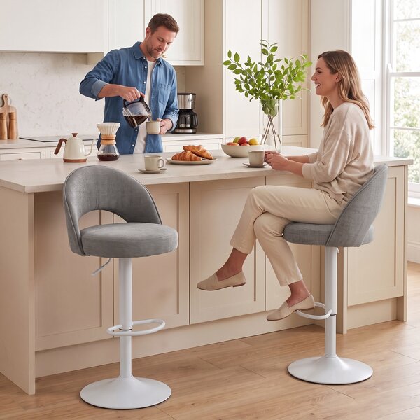 HOMCOM Set 2 sgabelli da bar in ciniglia, girevoli 360° e regolabili, grigio | Aosom Italy