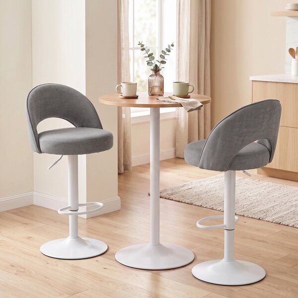 HOMCOM Set 2 sgabelli da bar in ciniglia, girevoli 360° e regolabili, grigio | Aosom Italy