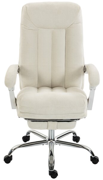 HOMCOM Sedia da ufficio ergonomica reclinabile in ciniglia con poggiapiedi, crema | Aosom Italy