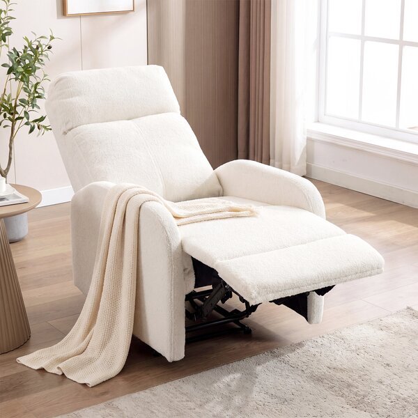 HOMCOM Poltrona relax reclinabile in teddy con seduta a molle e braccioli, crema | Aosom Italy