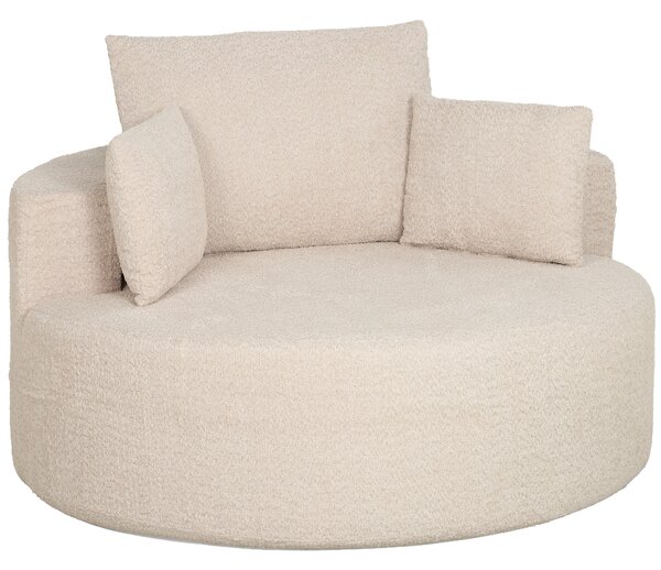 HOMCOM Poltrona rotonda in ciniglia con 4 cuscini, 130x130x82 cm, crema | Aosom Italy