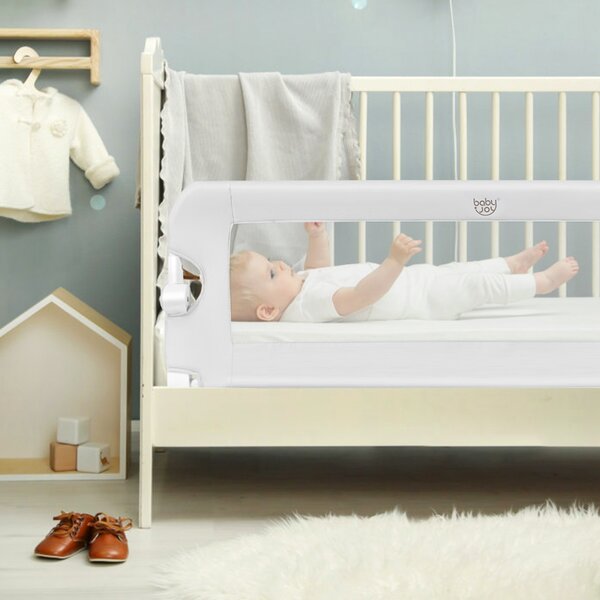 Costway Sponda per il letto 120 cm pieghevole, Sbarra per culla convertibile per letto singolo matrimoniale, Bianco
