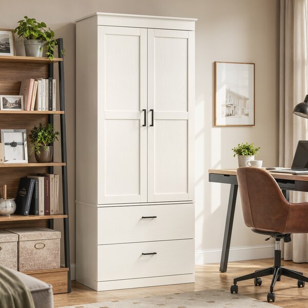 HOMCOM Mobile dispensa da cucina country con ripiani regolabili e 2 cassetti, bianco crema | Aosom Italy