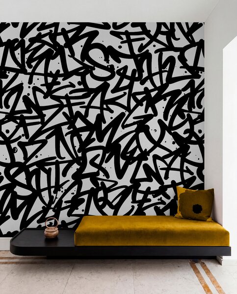 Carta da parati Emozioni dei graffiti: nero, Carta da parati in Bianco e Nero, u99087v3 : Uwalls.it
