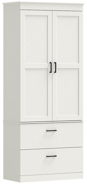 HOMCOM Mobile dispensa da cucina country con ripiani regolabili e 2 cassetti, bianco crema | Aosom Italy