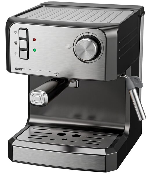 HOMCOM Macchina per caffè espresso 20 bar con lancia vapore e serbatoio 1,6 L, nero | Aosom Italy