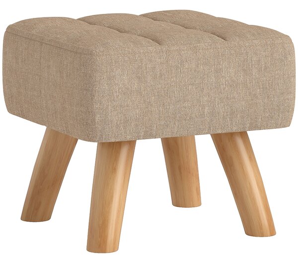 HOMCOM Pouf poggiapiedi in tessuto effetto lino, 27x27x26 cm, marrone | Aosom Italy