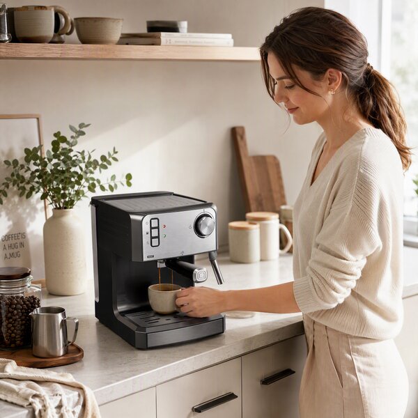 HOMCOM Macchina per caffè espresso 20 bar con lancia vapore e serbatoio 1,6 L, nero | Aosom Italy