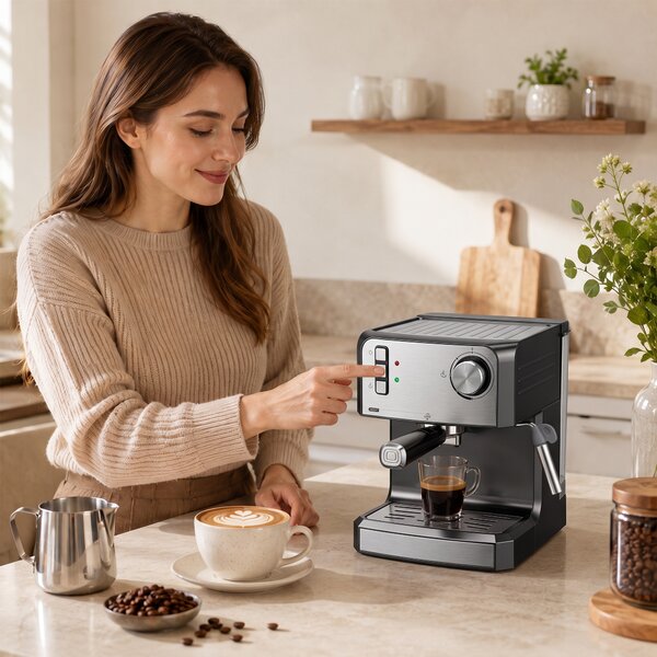 HOMCOM Macchina per caffè espresso 20 bar con lancia vapore e serbatoio 1,6 L, nero | Aosom Italy