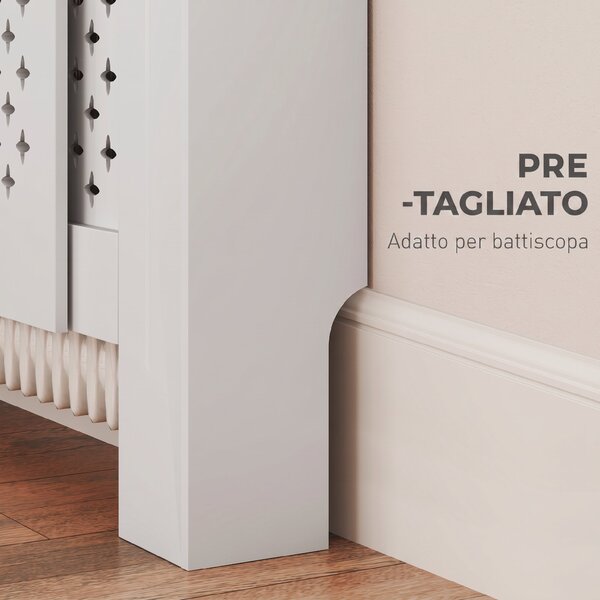 HOMCOM Copritermosifone a griglia con lunghezza regolabile, 136-200x21,5x91,7 cm, bianco | Aosom Italy