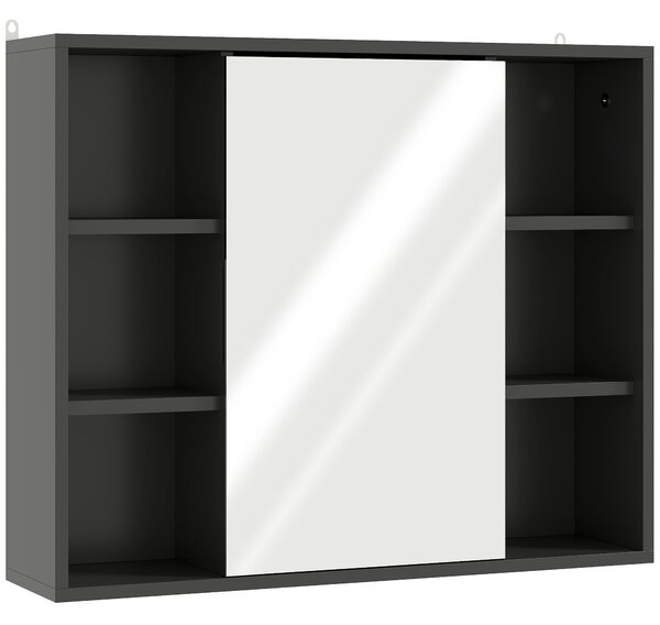 HOMCOM Armadietto con specchio, 3 ripiani laterali e ripiano interno, 60x14,5x49,4 cm | Aosom Italy