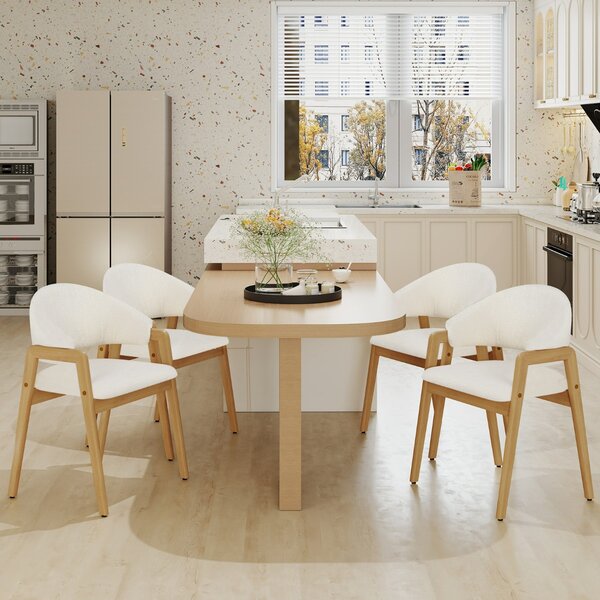 Costway Set di 2 sedie da pranzo moderne con seduta imbottita e schienale curvo ergonomico, Sedie per sala da pranzo Bianco