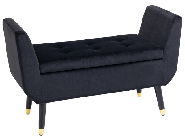 HOMCOM Cassapanca Imbottita con Gambe in Legno per Soggiorno, Camera e Ingresso, 107x42x65 cm, Nero | Aosom Italy